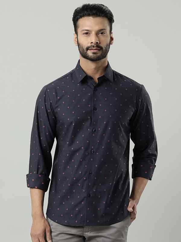 Indian Terrain Men All Over Print Dark Blue Shirt